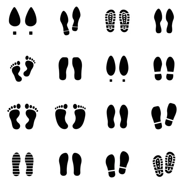 Menschlicher Fußabdruck Set Symbol Weißer Hintergrund Design — Stockvektor