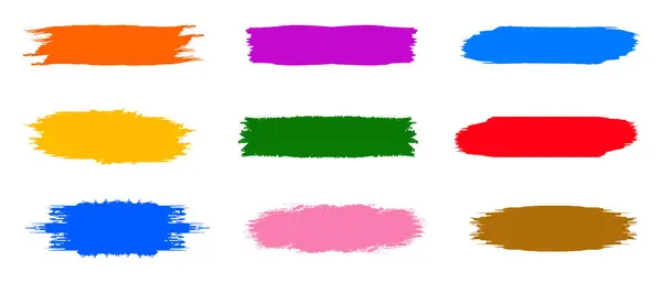 Colorful Brush Stroke Set Vector Illustration Design — Stock Vector