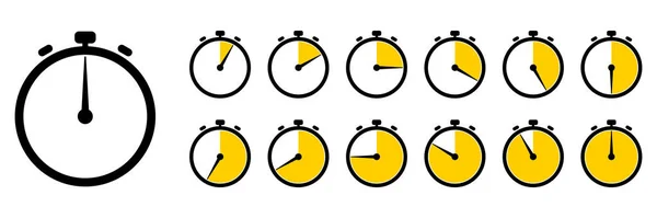 Analoge Uhrzeit Icon Set Weißer Hintergrund — Stockvektor