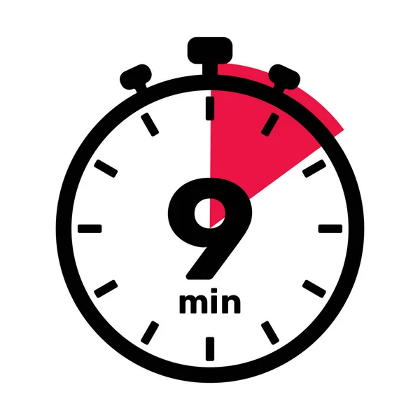 9分钟模拟时钟图标白色背景 — 图库矢量图片
