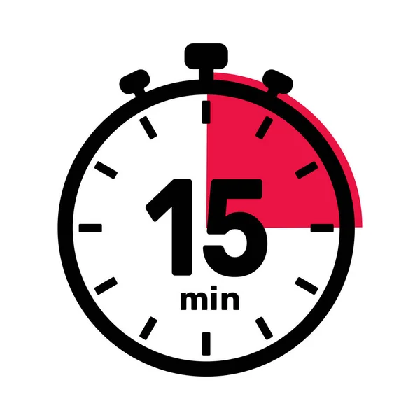 15分钟模拟时钟图标白色背景 — 图库矢量图片