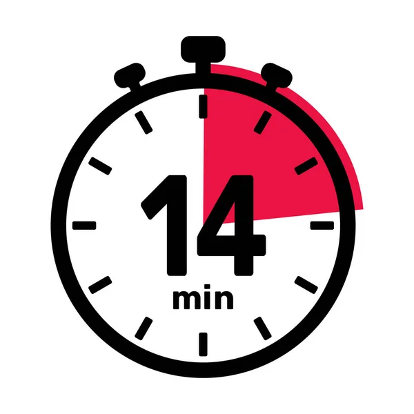 14分钟模拟时钟图标白色背景 — 图库矢量图片