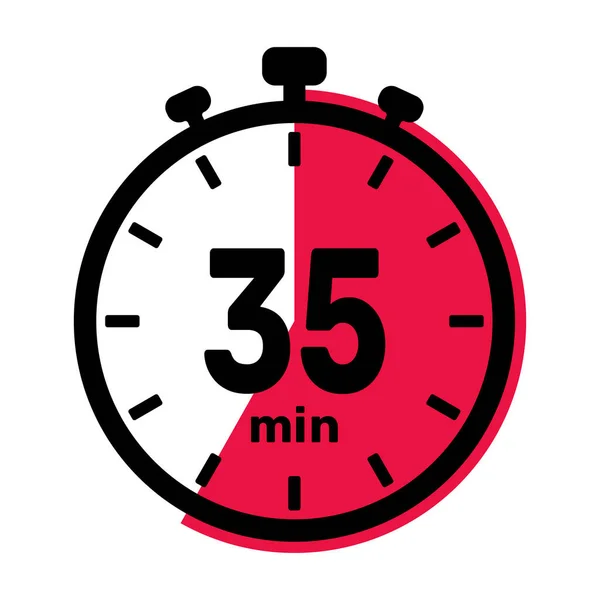 35分钟模拟时钟图标白色背景 — 图库矢量图片