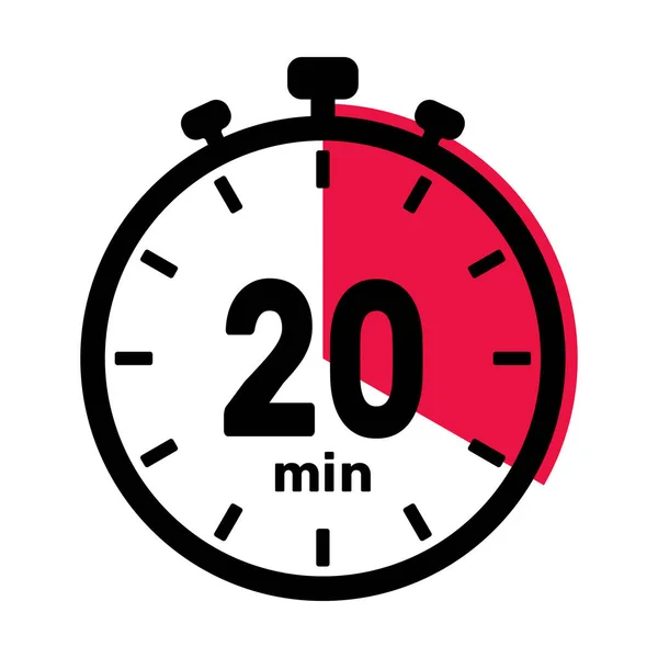 20分钟模拟时钟图标白色背景 免版税图库插图
