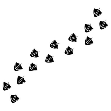 Ördek hayvan ayak izi Siyah ve beyaz vektör çizimi.