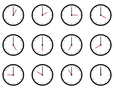 Saat zaman simgesi beyaz arkaplan tasarımında izole edilmiş sembol.