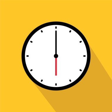 Beyaz arkaplan tasarımında izole edilmiş saat zaman simgesi 06 sembolü.