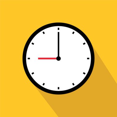 Beyaz arkaplan tasarımında izole edilmiş saat zaman simgesi 09 sembolü.