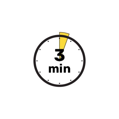 3 Dakika Analog Saat Simgesi beyaz arkaplan .