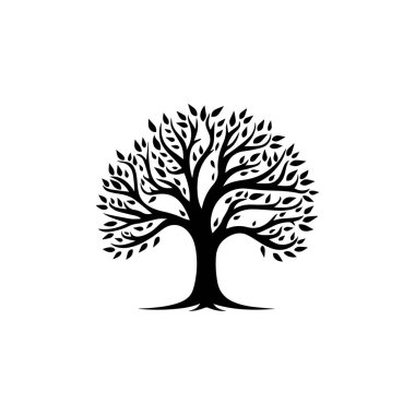 Siyah ağaç simgesi beyaz arkaplanda izole edildi. Vektör İllüstrasyonu.