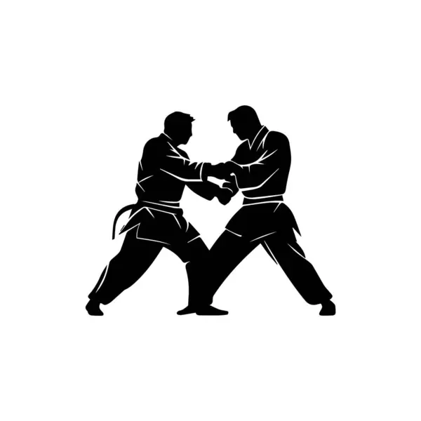 Martial arts fighter. Silhouette of a karate man. Vector illustration.