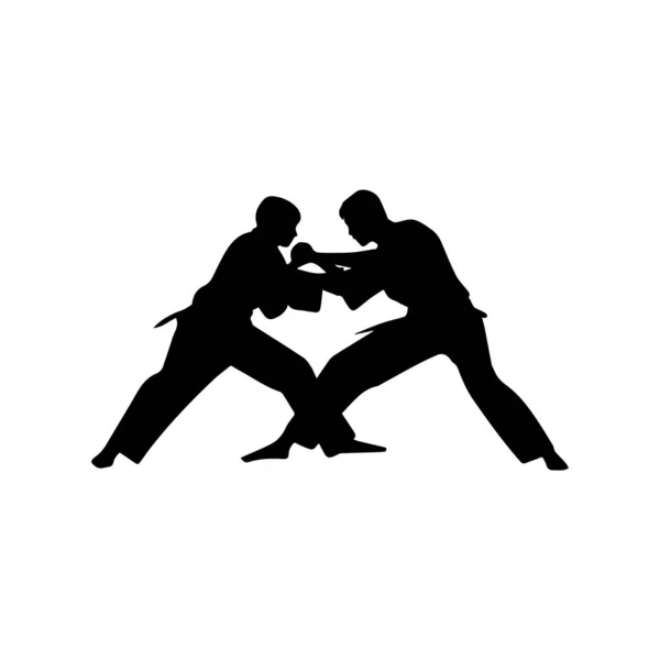 Martial arts fighter. Silhouette of a karate man. Vector illustration.