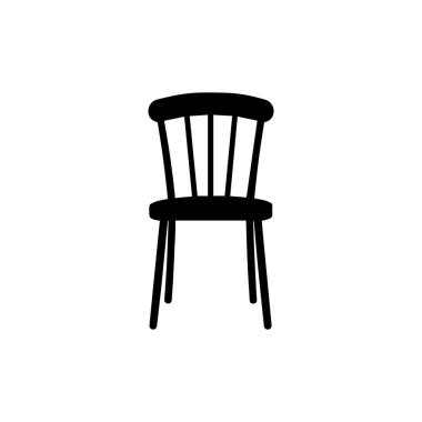 Sandalye ikonu. Vektör çizimi. Beyaz arkaplanda izole.