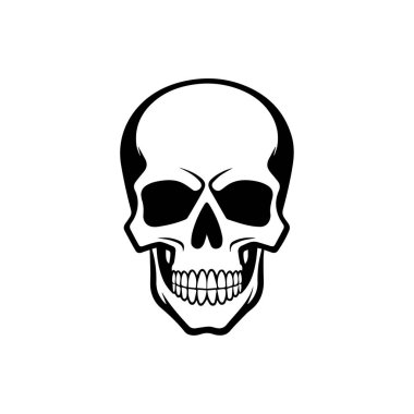 Kafatası ikonu vektör illüstrasyonu. Beyaz arka planda izole edilmiş. Tasarım ögesi.