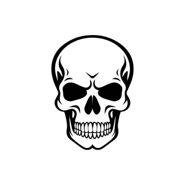 Kafatası ikonu vektör illüstrasyonu. Beyaz arka planda izole edilmiş. Tasarım ögesi.