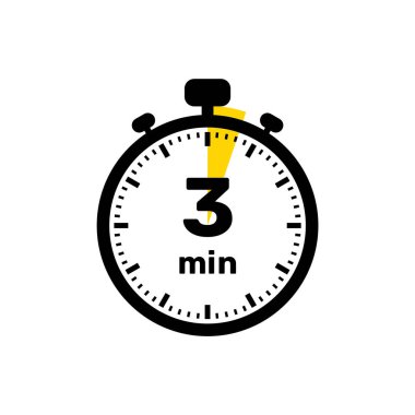 3 Dakika Analog Saat Simgesi beyaz arkaplan tasarımı.