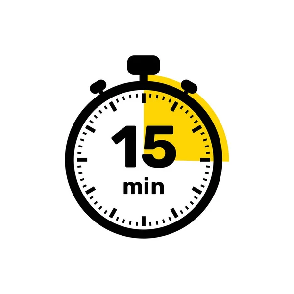 15分钟模拟时钟图标白色背景设计 — 图库矢量图片#