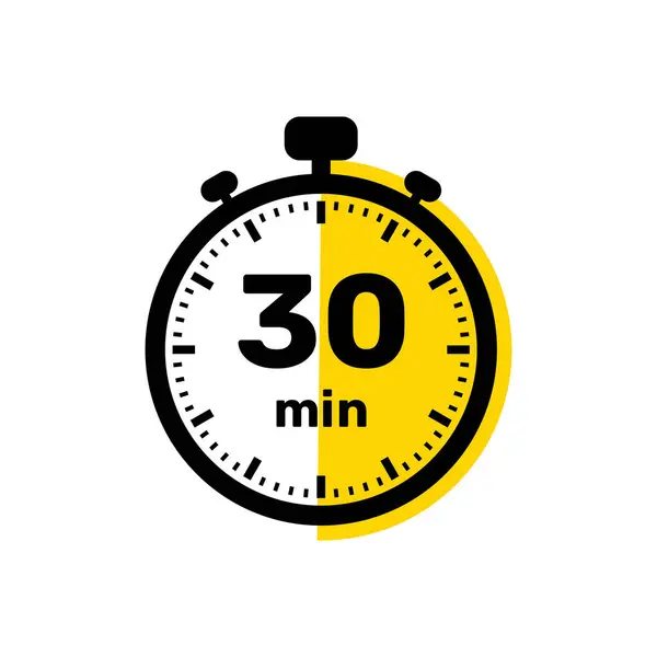 30分钟模拟时钟图标白色背景设计 矢量图形
