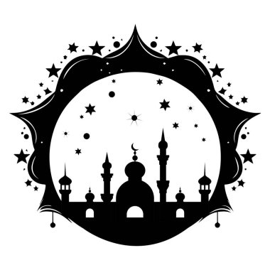 Beyaz arka planda cami simgesi, vektör illüstrasyonu. Düz biçim.