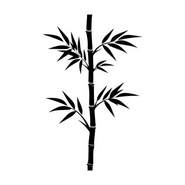 Bambu yaprakları beyaz arkaplan üzerinde simge, siluet biçimi, vektör illüstrasyonu.