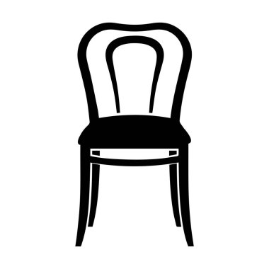 Sandalye simgesi. Vektör illüstrasyonu. Beyaz arkaplanda izole edilmiş..