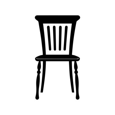 Sandalye simgesi. Vektör illüstrasyonu. Beyaz arkaplanda izole edilmiş..