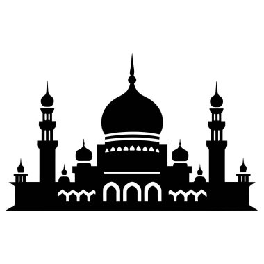 Beyaz arka planda cami simgesi, vektör illüstrasyonu. Düz biçim.