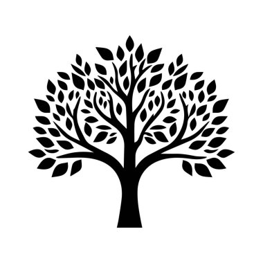 Beyaz arka planda izole edilmiş ağaç silueti. Tasarımınız için vektör illüstrasyonu.