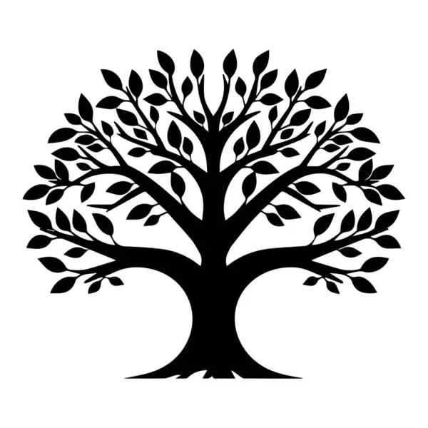 Beyaz arka planda izole edilmiş ağaç silueti. Tasarımınız için vektör illüstrasyonu.