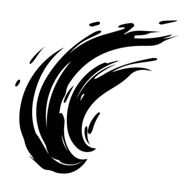 Beyaz arkaplanda fırça darbesi siyaha boyası, vektör illüstrasyonu.