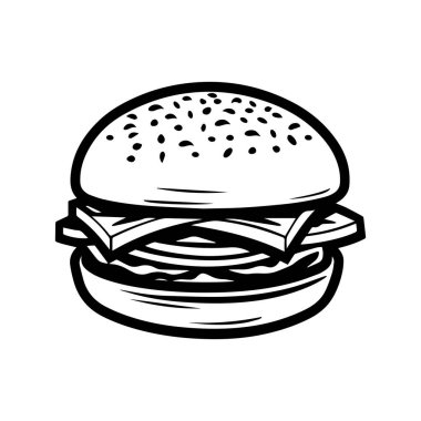 Hamburger Gıda beyaz arkaplan vektör tasarımı.