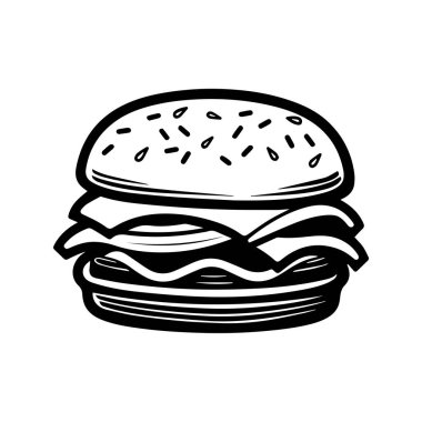 Hamburger Gıda beyaz arkaplan vektör tasarımı.