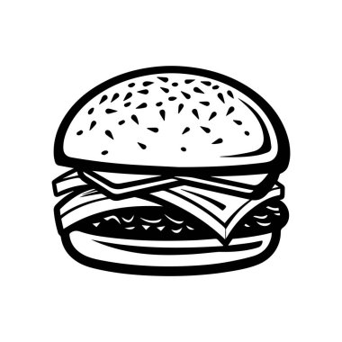 Hamburger Gıda beyaz arkaplan vektör tasarımı.