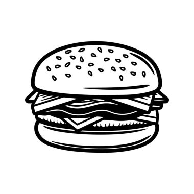 Hamburger Gıda beyaz arkaplan vektör tasarımı.