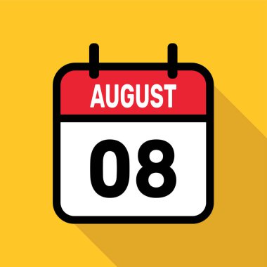 Takvim 08 Ağustos Vektör illüstrasyon arkaplan tasarımı.