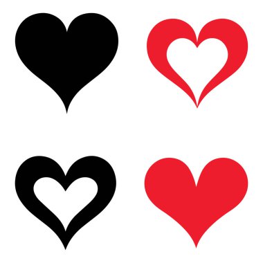 Beyaz bir arka planda aşk seti. Düz biçimli vektör illüstrasyonu.