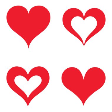 Beyaz bir arka planda aşk seti. Düz biçimli vektör illüstrasyonu.