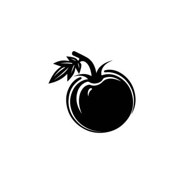 Domates ikonu siyah doğal besin vektörü tasarımı illüstrasyonu.