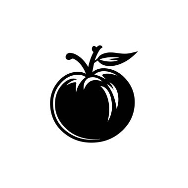 Domates ikonu siyah doğal besin vektörü tasarımı illüstrasyonu.
