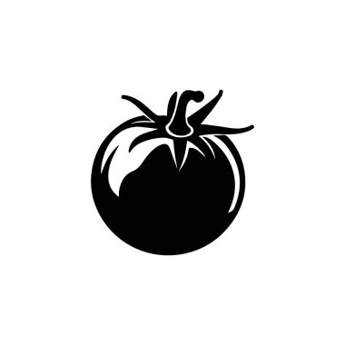 Domates ikonu siyah doğal besin vektörü tasarımı illüstrasyonu.