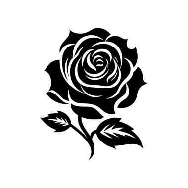 Rose Black ve White ikon siluet arka plan. Vektör illüstrasyon tasarımı.