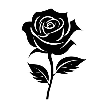 Rose Black ve White ikon siluet arka plan. Vektör illüstrasyon tasarımı.