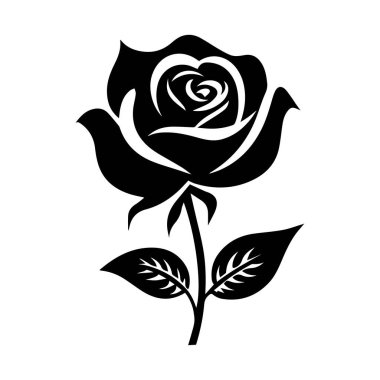 Rose Black ve White ikon siluet arka plan. Vektör illüstrasyon tasarımı.