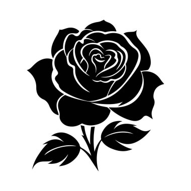 Rose Black ve White ikon siluet arka plan. Vektör illüstrasyon tasarımı.
