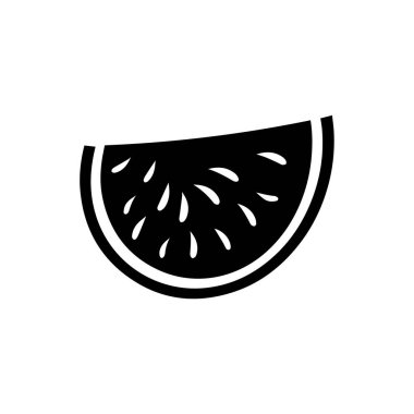 Karpuz besin simgesi beyaz arkaplanda siyah izole vektör.