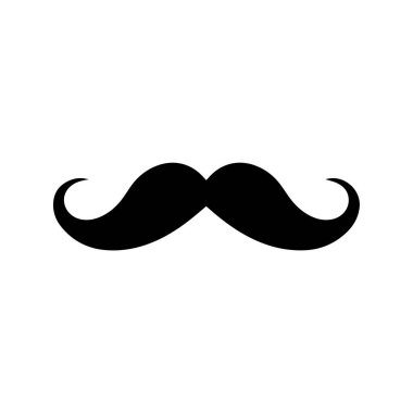 Bıyık Siyah simgesi beyaz arkaplanda izole edildi. Vektör illüstrasyon tasarımı.