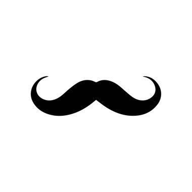 Bıyık Siyah simgesi beyaz arkaplanda izole edildi. Vektör illüstrasyon tasarımı.