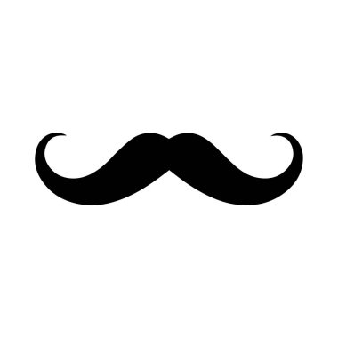 Bıyık Siyah simgesi beyaz arkaplanda izole edildi. Vektör illüstrasyon tasarımı.