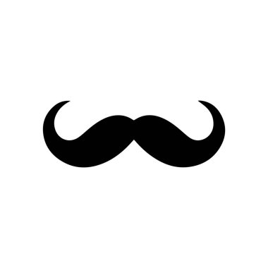 Bıyık Siyah simgesi beyaz arkaplanda izole edildi. Vektör illüstrasyon tasarımı.