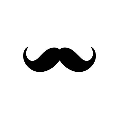 Bıyık Siyah simgesi beyaz arkaplanda izole edildi. Vektör illüstrasyon tasarımı.